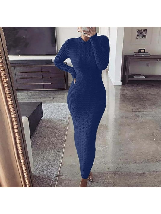 Fashion Solid O-Neck long Sleeve Bodycon Dress Fashion Solid O-Neck long Sleeve Bodycon Dress