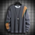 thumbnail image 1 of GUZOM Men's M Size Gray 100% Cotton Color Block Crew Neck Long Sleeve Soft Loose Fit Casual Sweatshirt, 1 of 3