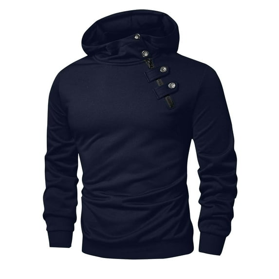 Fnnxeal Hoodies Sweatshirts for Men, Big and Tall Shirts Outdoor Casual Fall Winter Long Sleeve Shirt with Pocket Mens Blue Blouse Size S
