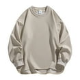 thumbnail image 1 of SYMOID Big & Tall Men's Polyester Oversized Crew Neck Sweatshirt - Khaki Size 3XL, Machine Washable Quick Dry, Streetwear Casual For Daily Wear, 1 of 7