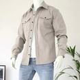 thumbnail image 1 of Fnnxeal Mens Cotton Jackets Long Sleeves Shirts Windbreaker Lightweight Shirts Coat with Pockets Outdoor Fall Winter Casual Beige Jackets for Men Size L, 1 of 6
