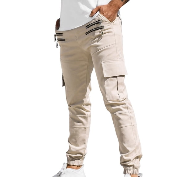 symoid Mens Cargo Pants- Mid Rise Mens Fall Fashion 2022 Relaxed Fit Solid New Flex Christmas and Thanksgiving Gift Men Fall Winter Clothes Beige M
