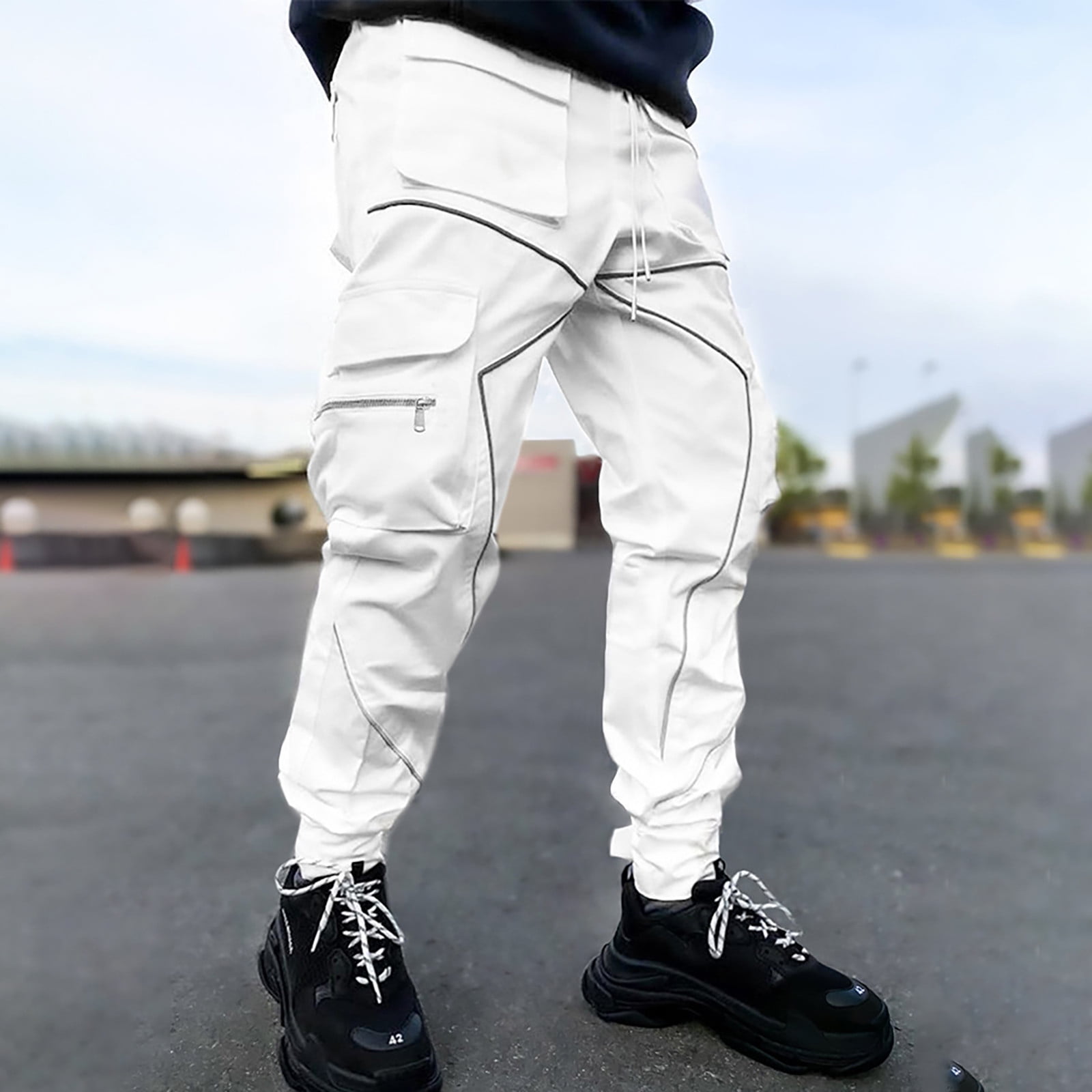 Mens all white cargo pants discount