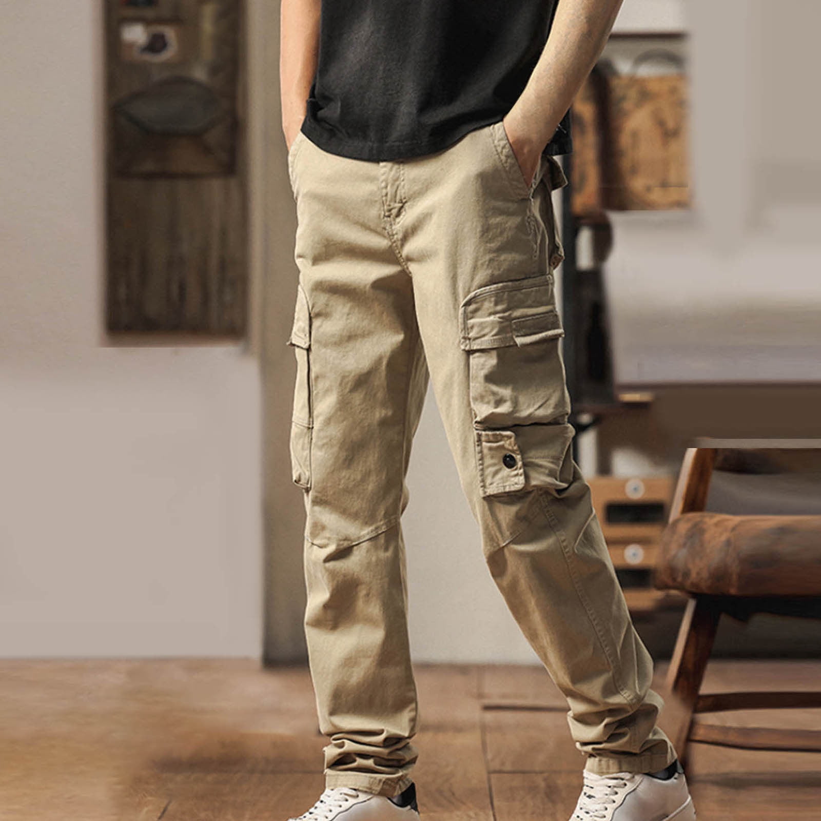 Khaki Cargo Mens Cargo Pants Multi Pockets Men Cargo Pants Multi