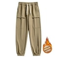 thumbnail image 1 of SYMOID Men's 2XL Khaki Jogger Pants - Thermal Fleece Lined, Relaxed Fit, Elastic Waist with Drawstring, Functional Pockets for Cool Weather, 1 of 9