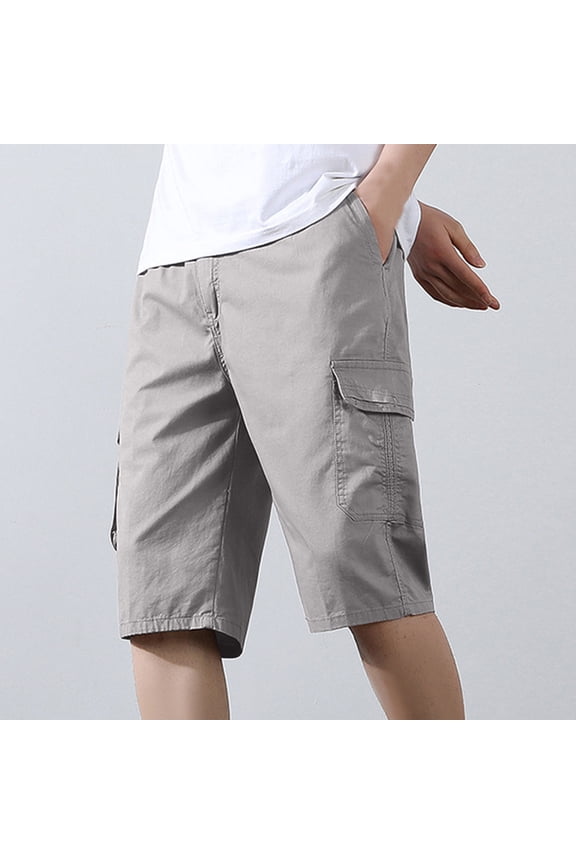 Mens Summer Cargo Shorts, Relaxed Fit Outdoor with Pockets Carpenter Shorts for Men Big and Tall Shorts Men's Gray Casual Pants 3XL