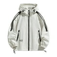 thumbnail image 1 of Fnnxeal Mens Rain Jackets Waterproof with Hood Windbreaker Lightweight Shirts Coat with Pockets Fall Winter Long Sleeves Shirts Outdoor Casual White Jackets for Men Size 4XL, 1 of 8