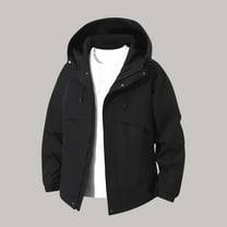 Fnnxeal Mens Rain Jackets Waterproof with Hood Long Sleeves Shirts Fall Winter Outdoor Windbreaker Lightweight Shirts Coat with Pocket Casual Black Jackets for Men Size 3XL