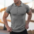 thumbnail image 1 of Fnnxeal Mens Summer Shirts for Polo, Short Sleeve Casual Tees Solid Collared Shirt Button Big and Tall Polo Shirt for Men Gray T-Shirt M, 1 of 3