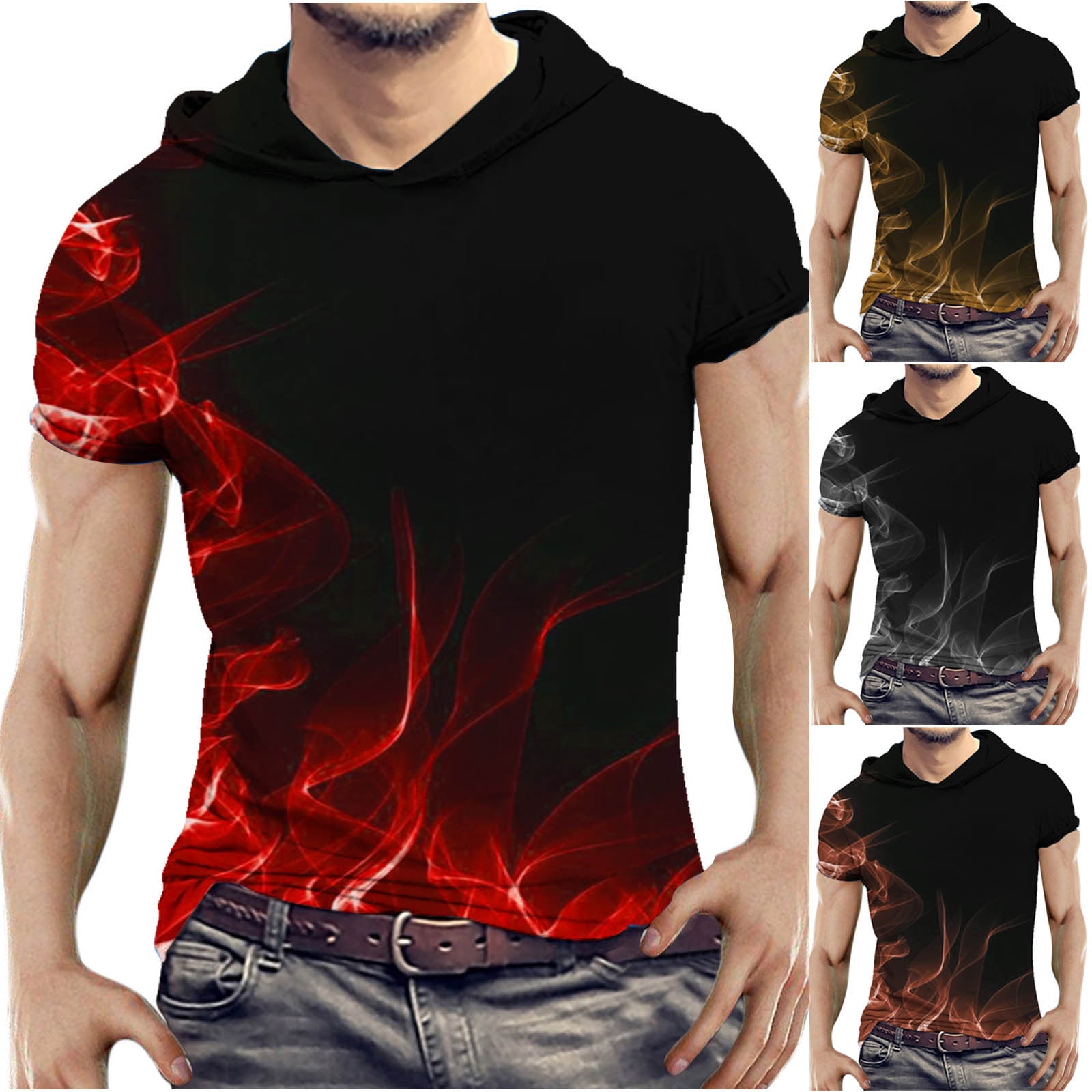 symoid Mens Shirts Short Sleeve- Hooded Big and Tall Casual Value ...