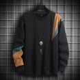 thumbnail image 1 of SYMOID Men’s 100% Cotton Color Block Sweatshirt - Crew Neck Long Sleeve, Soft Casual All-Day Comfort, Black, Size 2XL for Men, 1 of 9