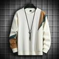 thumbnail image 1 of SYMOID Men's L Size White Color Block Sweatshirt - 100% Cotton Crew Neck Long Sleeve, Soft Loose Fit, All-Day Comfort for Daily Wear & Layering, 1 of 3