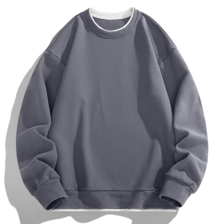 Grey Asymmetric Sweatshirts レギュラーサイズ SYMOID Big & Tall 3XL Gray Crew Neck Sweatshirt - 100