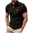 thumbnail image 1 of Fnnxeal Mens Summer Shirts for Polo, Short Sleeve Casual Tees Solid Collared Shirt Button Big and Tall Polo Shirts for men Black T-Shirts 3XL, 1 of 5