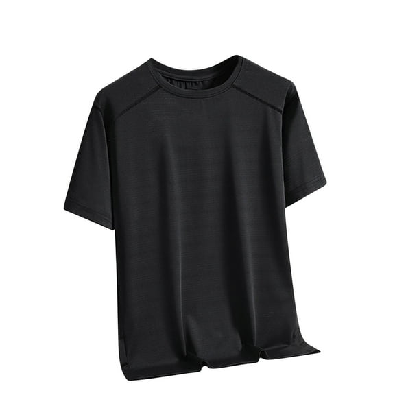 Fnnxeal Summer Black T Shirts for Man, Casual Solid Crew Neck Short Sleeve Tops Big and Tall Shirts Mens Lightweight Tees Size 2XL