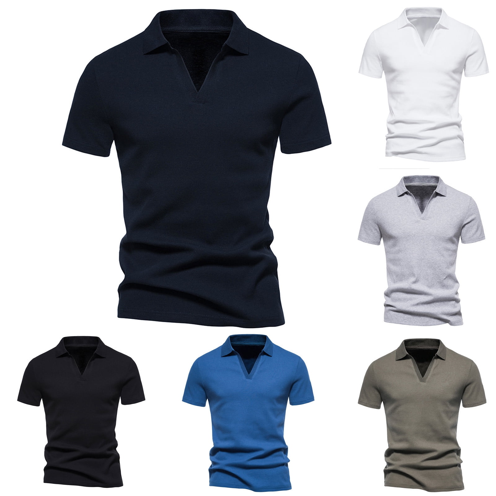 symoid Mens Workout Tshirts Short Sleeve Turndown Collar Casual