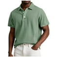 thumbnail image 1 of Fnnxeal Mens Summer Polo Shirts, Solid Casual Shirt Button Men’s Short Sleeve Shirt Big and Tall Colleaed Tees Green T-Shirt M, 1 of 5