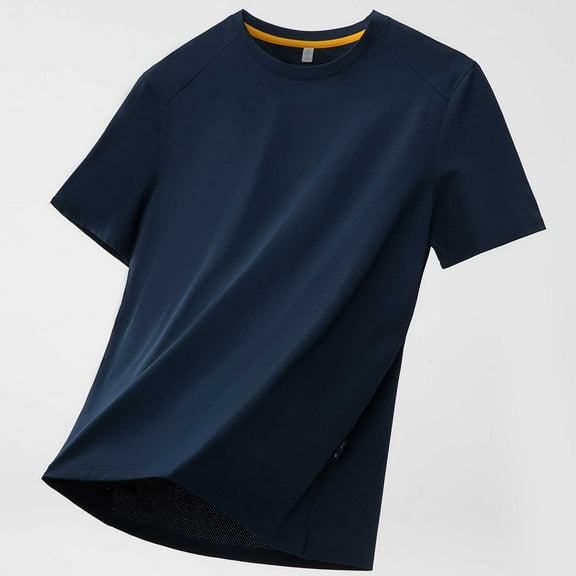 Fnnxeal Summer T Shirts for Man, Big and Tall Shirts Solid Crew Neck Short Sleeve Tops Casual Mens Navy Lightweight Tees Size S