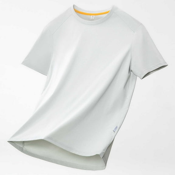 Fnnxeal Summer T Shirts for Man, Big and Tall Shirts Casual Solid Crew Neck Short Sleeve Tops Mens Gray Lightweight Tees Size L