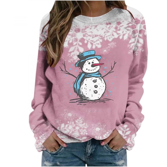 symoid Sweatshirt for Women Gifts for Women Christmas and Thanksgiving New Fashion Fall Clothes for Women Pink XL