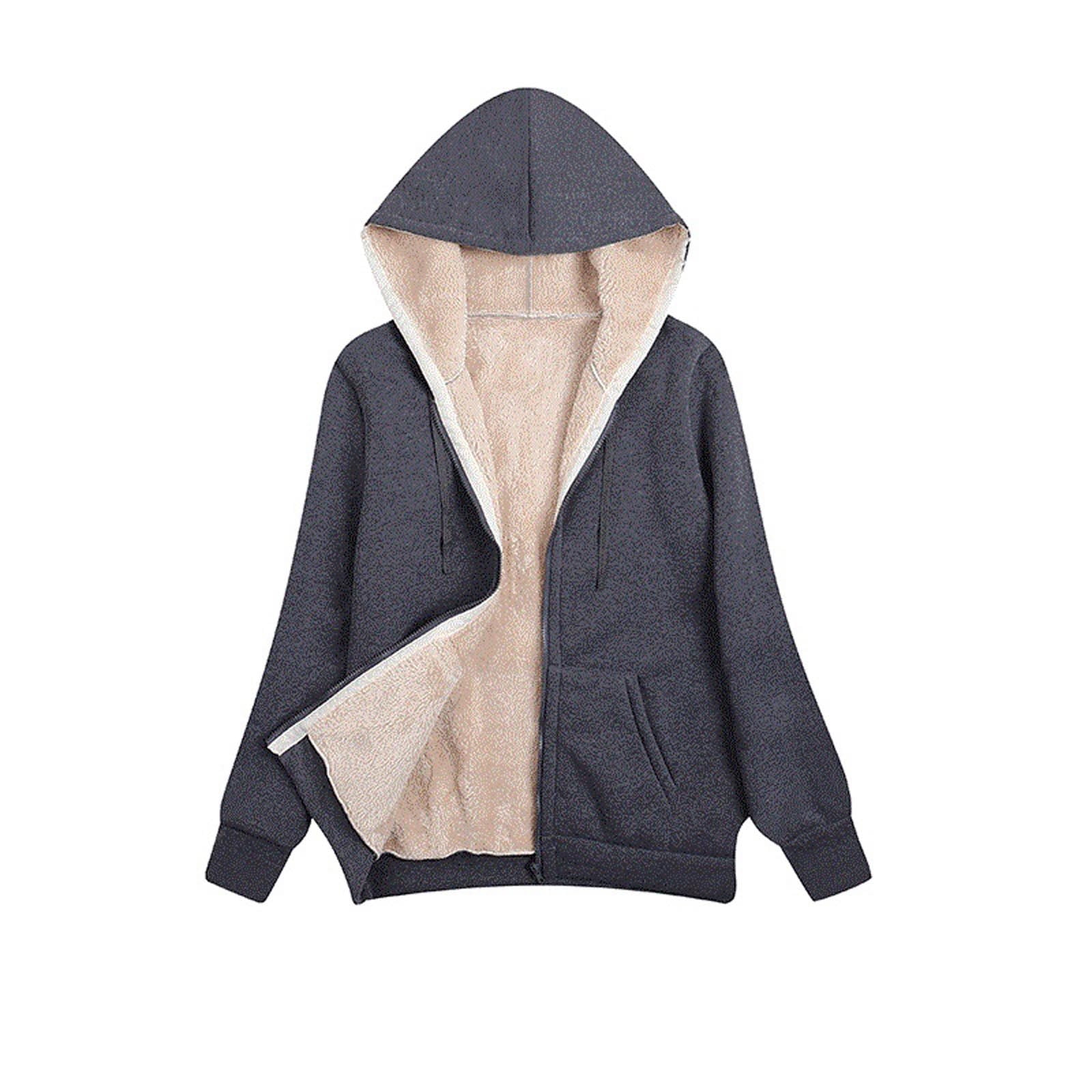 RQYYD Women s Full Zip Fleece Hoodie Warm Sherpa Lined Sweatshirt Floral Print Winter Jackets with Pockets