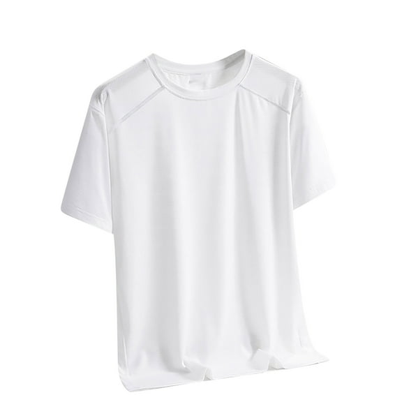 Fnnxeal Summer T Shirts for Man, Casual Solid Crew Neck Short Sleeve Tops Big and Tall Shirts Mens White Lightweight Tees Size 2XL