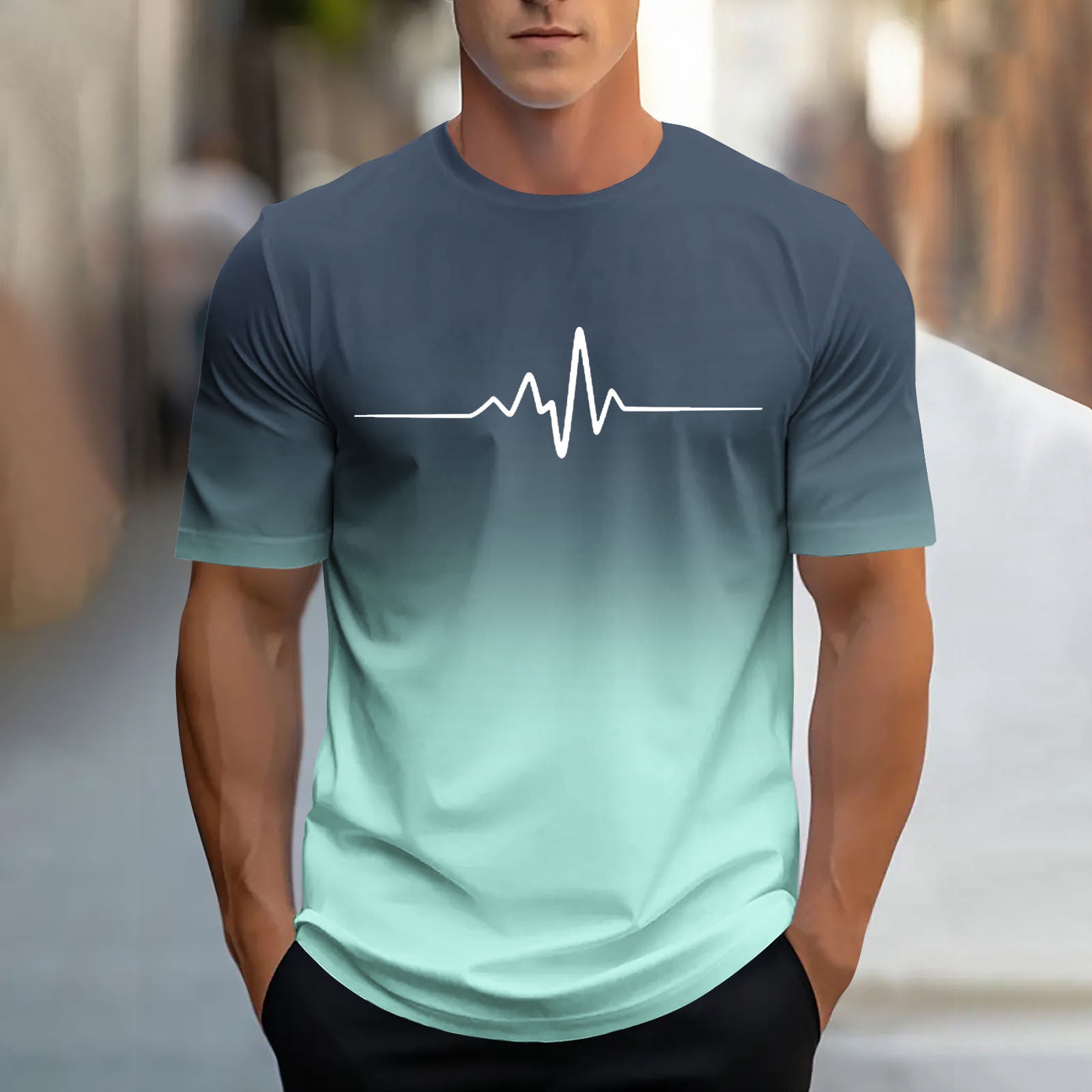 Men's Graphic Print Green Round Neck Relaxed Fit T-Shirt