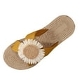 thumbnail image 1 of Guzom Women Wide Width Size 7 Sandals for 2025 Summer Ladies Flat Slides Versatile Straw Rope Beach Yellow Sandal for Adult Woman Sandals Shoes, 1 of 9