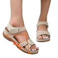 thumbnail image 1 of symoid Women's Footbed Thong Sandals- Wide Width Open Toe Footbed Wedge Clearance Beige Dressy Slide Sandals for Women Size 7.5, 1 of 5