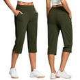 thumbnail image 1 of ABSUYY Womens Capris Petite Leggings Stretch Casual with Pockets Pants for Women Ladies Green M Capris Comfortable Capri Pants for Women, 1 of 8