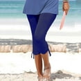 thumbnail image 1 of symoid Womens Capris Casual Rollbacks- Casual Solid with Drawstring Clearance Blue Cropped Pants Size 2XL, 1 of 5