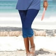 thumbnail image 1 of symoid Womens Capris- Summer Casual Drawstring Printed Cropped Pants Blue L, 1 of 6