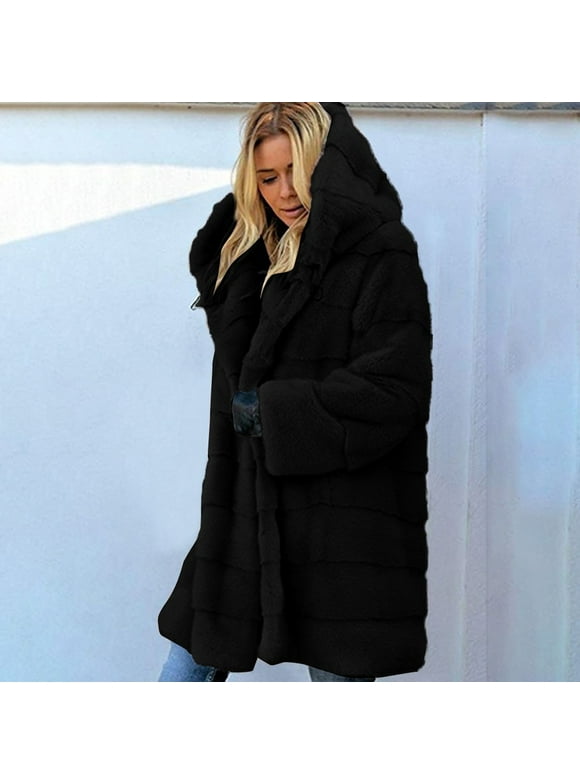 Black Coats with Fur Hood