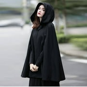 symoid Womens Coats- Trench Coat Open Front Cardigan Jacket Coat Shawl Cape Cloak Mantle Plus Black M