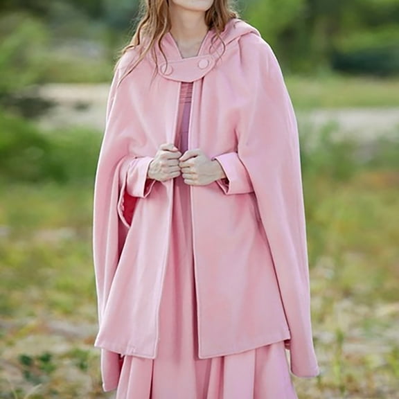 symoid Womens Coats- Trench Coat Open Front Cardigan Jacket Coat Shawl Cape Cloak Mantle Plus Pink S