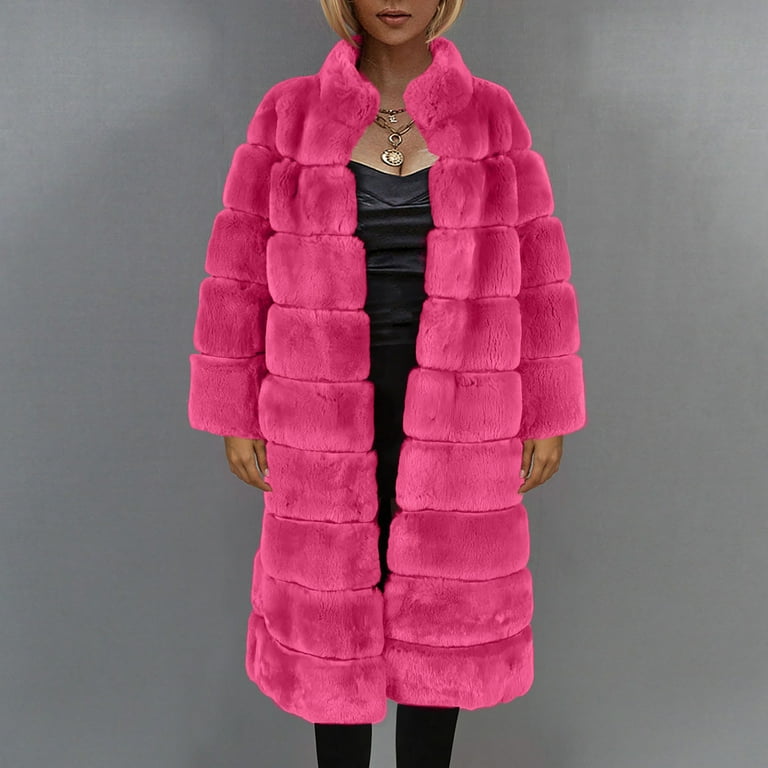 symoid Womens Faux Fur Coats & Jackets- Ladies Warm Faux Fur Coat