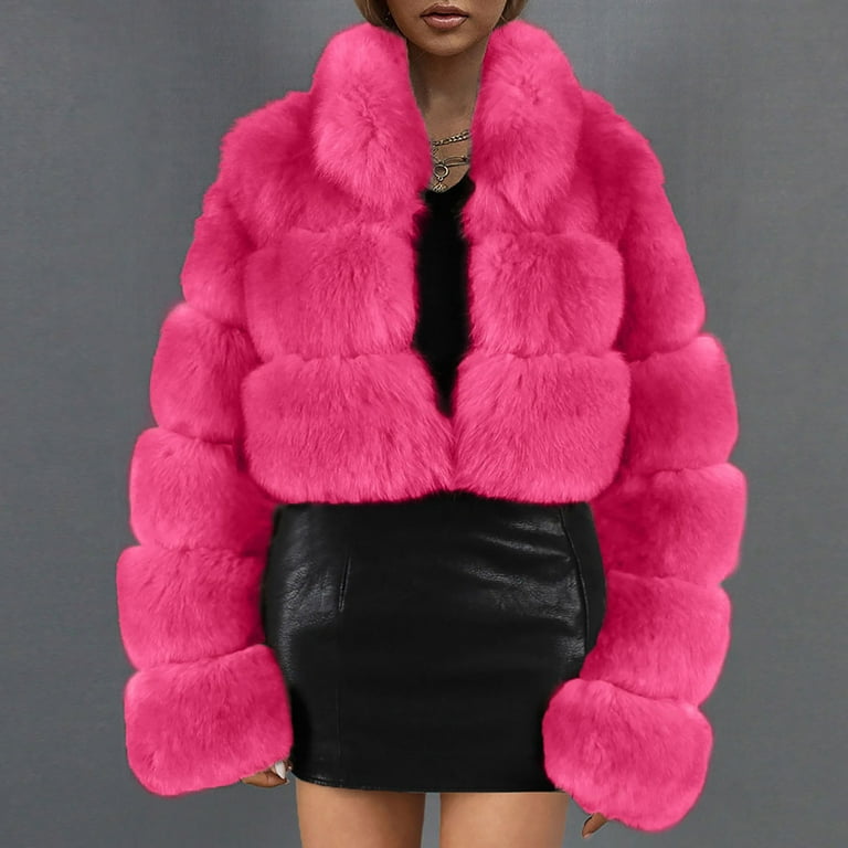symoid Womens Faux Fur Coats & Jackets- Ladies Warm Faux Fur Coat Jacket  Winter Solid Hooded Outerwear Black M