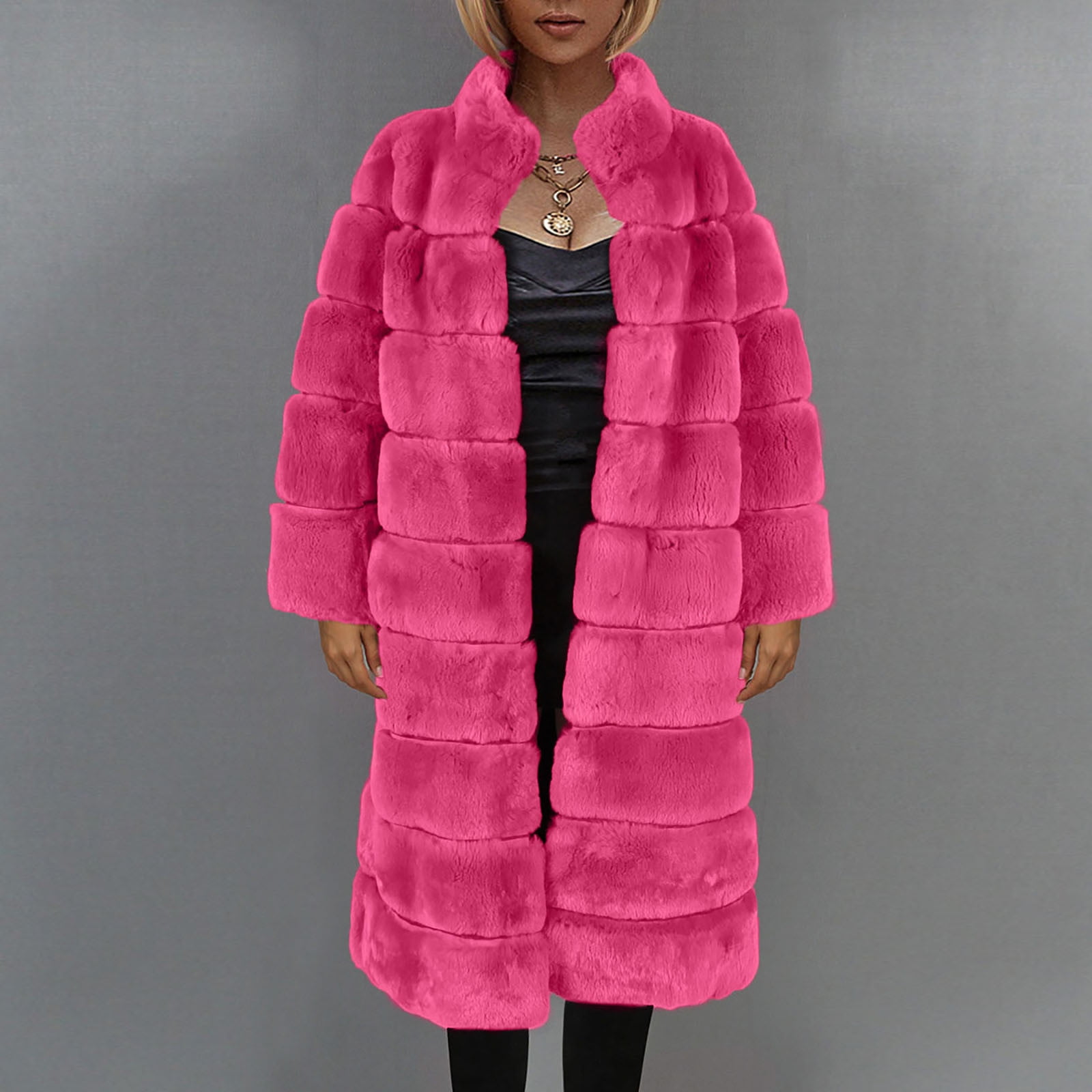 Pink Premium Maxi Oversized Faux Fur Coat