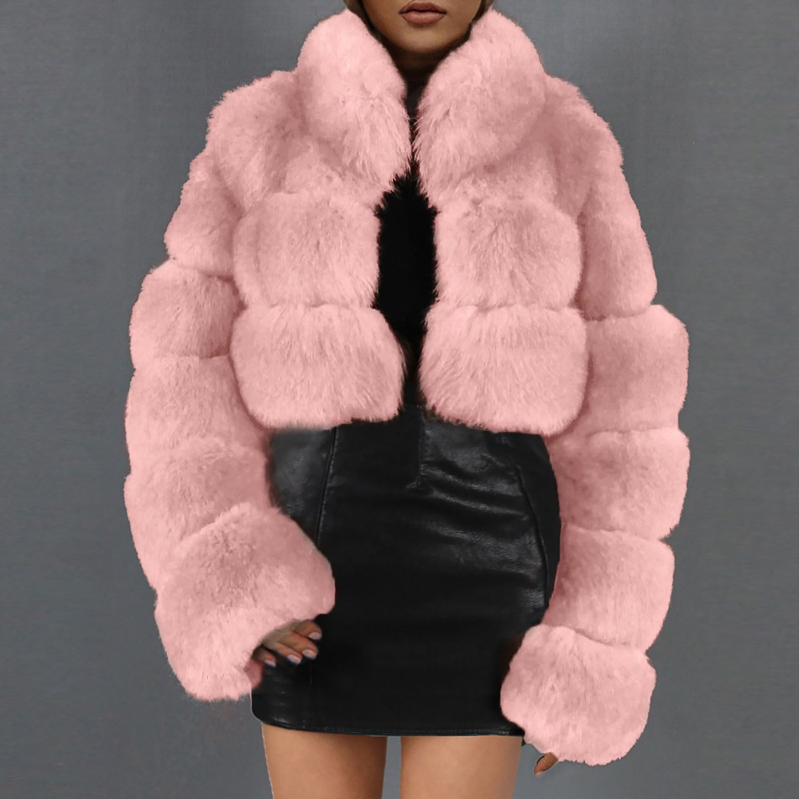 symoid Womens Faux Fur Coats & Jackets- Ladies Warm Faux Fur Coat Jacket  Winter Solid Hooded Outerwear Black M 