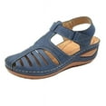 thumbnail image 1 of symoid Womens Flat Sandals Wide Width- Casual Summer New Open Toe Comfort Blue Sandals Women Size 7.5, 1 of 1
