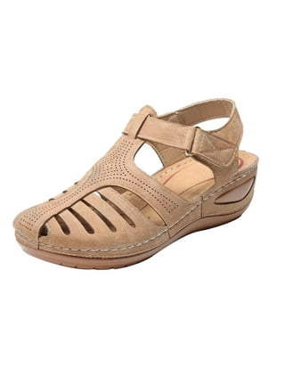 CTEEGC Womens Open Toe Sandals Wedges Casual Shoes Low-Heeled