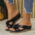thumbnail image 1 of Guzom Size 9.5 Womens Wide Width Sandals for 2025 Summer Ladies Platform Black Slides Beach Open Toe Slippers for Adult Woman Wedge Sandals Shoes, 1 of 9