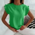 thumbnail image 1 of GUZOM Womens Tops & T-Shirts- Printed Casual Short Sleeve Scoop Neck Blouse Bracelet Drop Shoulder Tee Tops ,for Spring, Summer and Fall Green L, 1 of 9