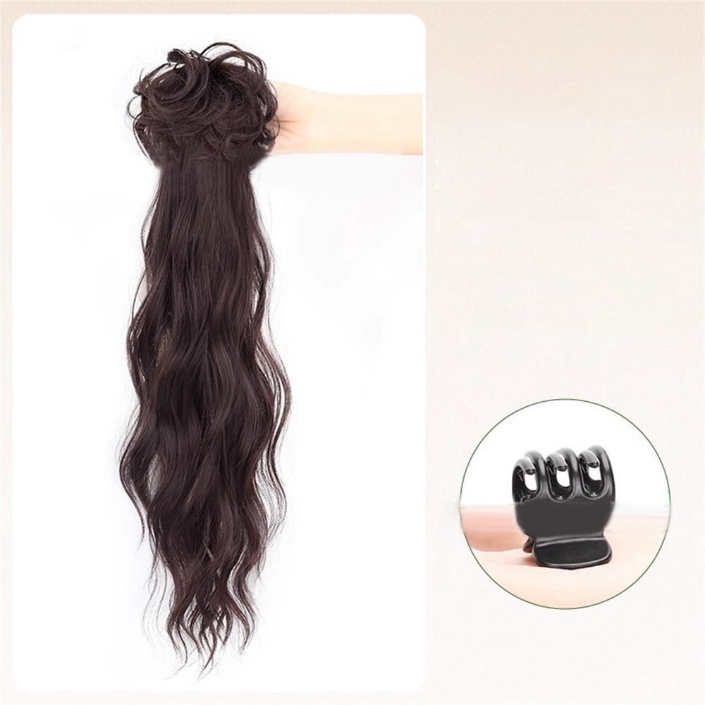 synthetic wig New Ancient Style Women Braids Wave Grab Wig Simulated Cheongsa Slightly Curled Low Ponytail Hair Photo Props