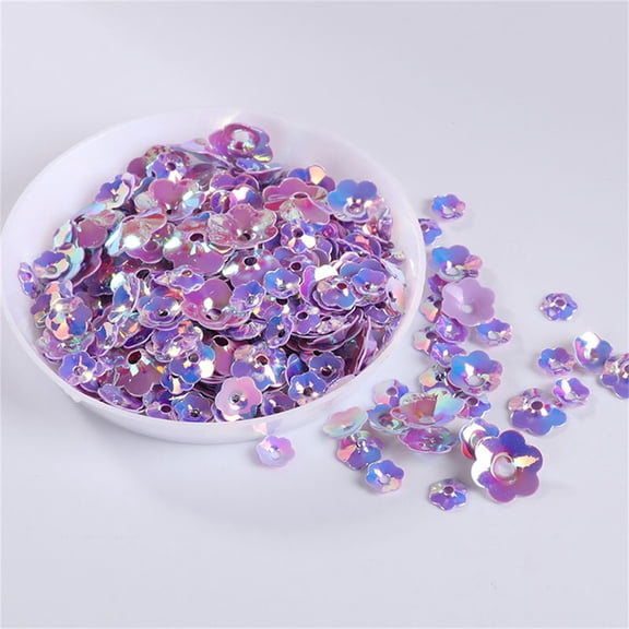 t 10G/Pack Mix Size 420Pcs Flower Cup Sequins - 3D Flowers Shape, Flat Round Loose Paillettes - For Sewing Craft, Embellishment Findings, Diy Projects