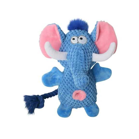 t Toy Elephant Squeaking Dog Plush Toy - Rustling Ears/Handle, Treat-Hiding Abdomen, Rope Tail, Double-Layer Fabric - For Small & Medium Dog Breeds