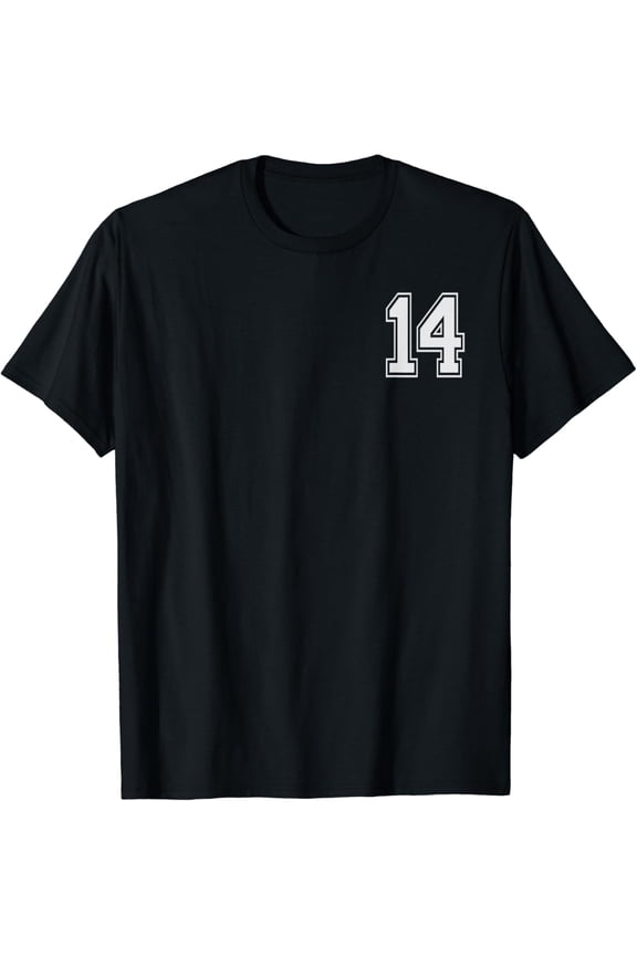 t-shirt #14 Numbered Team Jerseys Shirt Birthday Age 14 Year Number mens t shirt,black,women,funny,misfits,men,journey