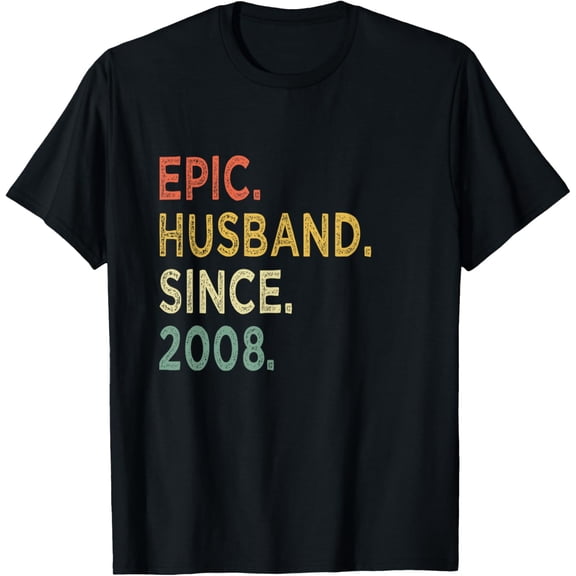 t-shirt 16th Year Wedding Anniversary Best Epic Husband Since 2008 T-ShirtMen and women can wear, black T-shirts, gifts. Age: M,L,XL 2XL, 3XL, 4XL