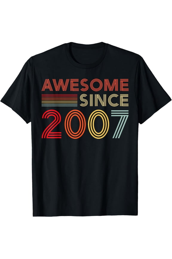 t-shirt 17 Year Old BDay Decorations Son Boy 17yr 2007 17th Birthday T-Shirt mens,black,women,funny,journey,Crew Neck, Short Sleeve,printing