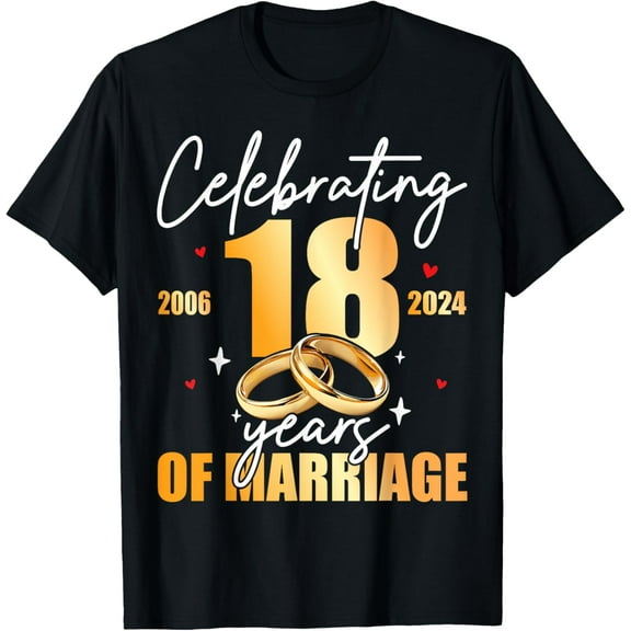 t-shirt 2006 18th 18 Years of Marriage Wedding Anniversary Couples T-ShirtMen and women can wear, black T-shirts, gifts. Age: M,L，XL 2XL, 3XL, 4XL